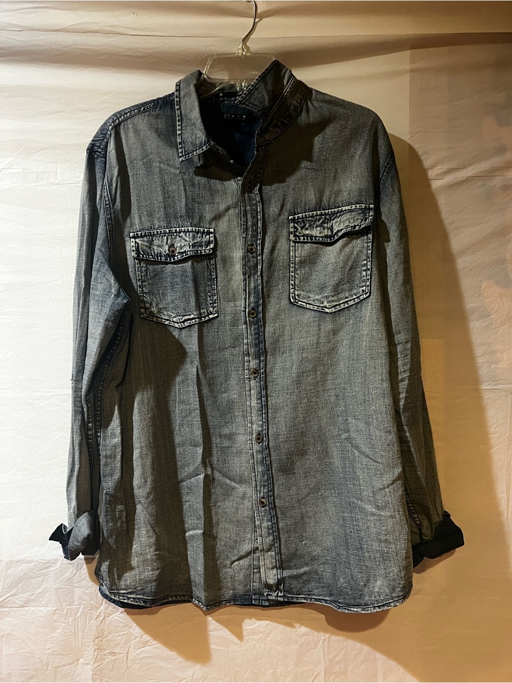 21men Washed Denim Button-Down Shirt - Blue